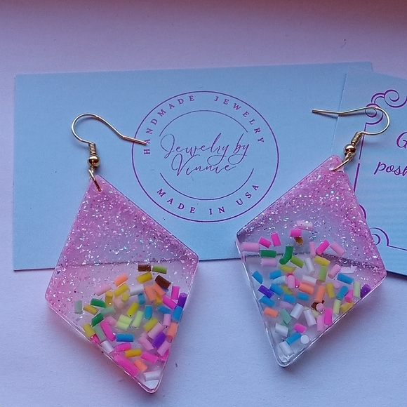 Hand Crafted Jewelry - Hand Crafted Resin Earrings Cupcakes & Sprinkles Collection